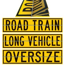 ROAD TRAIN / LONG VEHICLE / OVERSIZE Hinged One Piece 1020 x 250mm Class 2 Reflective Sign - Aluminium Plate